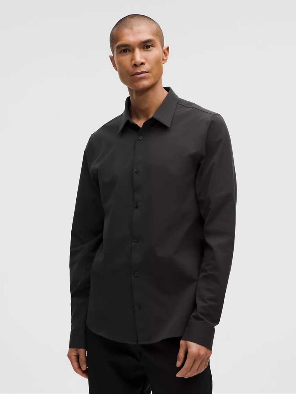 LULULEMON New Venture Long Sleeve Shirt Men's M Black Wrinkle Free Stretch Slim